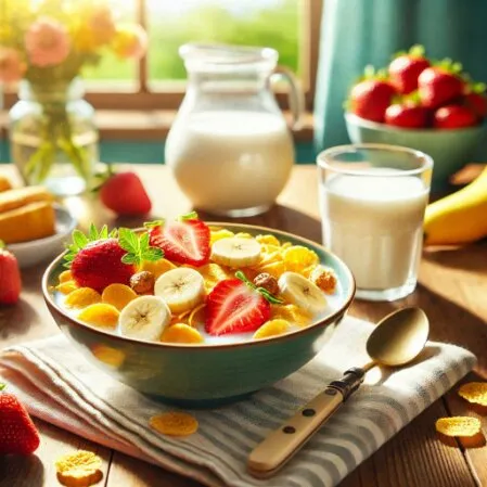 طبق فطور برقائق الذرة